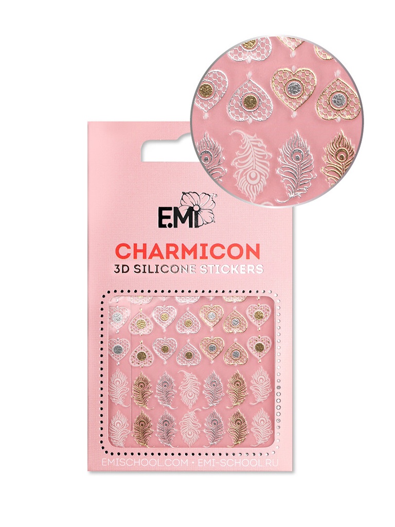Charmicon 3D Silicone Stickers #107 Feathers and Hearts
