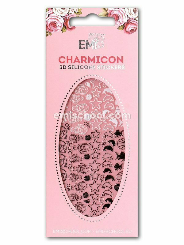 Charmicon 3D Silicone Stickers #48 Fish Black/White