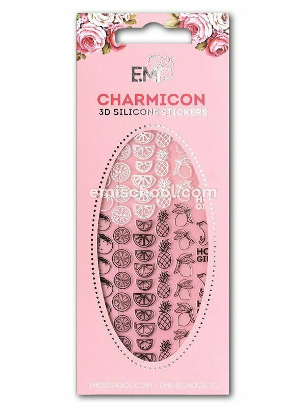Charmicon 3D Silicone Stickers #46 Tropical Fruits Black/White