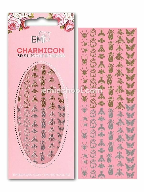Charmicon 3D Silicone Stickers Insects #2 Gold/Silver