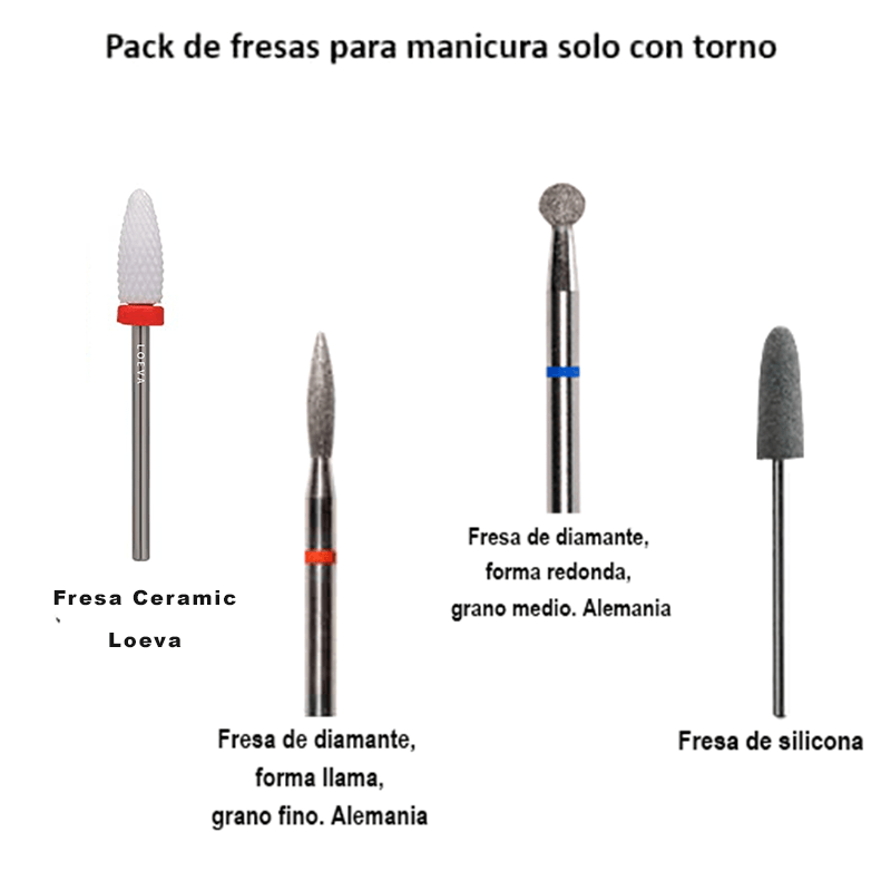 Pack fresas para manicura con torno