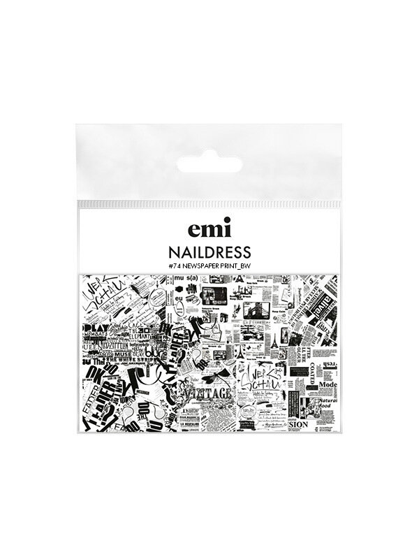 Naildress Slider Design #74 Newspaper print _bw