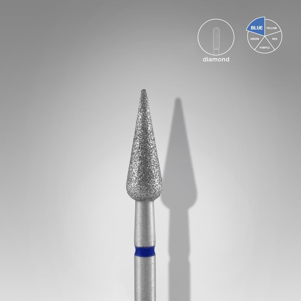 DIAMOND NAIL DRILL BIT POINTED PEAR BLUE EXPERT HE (FA100B040/12)