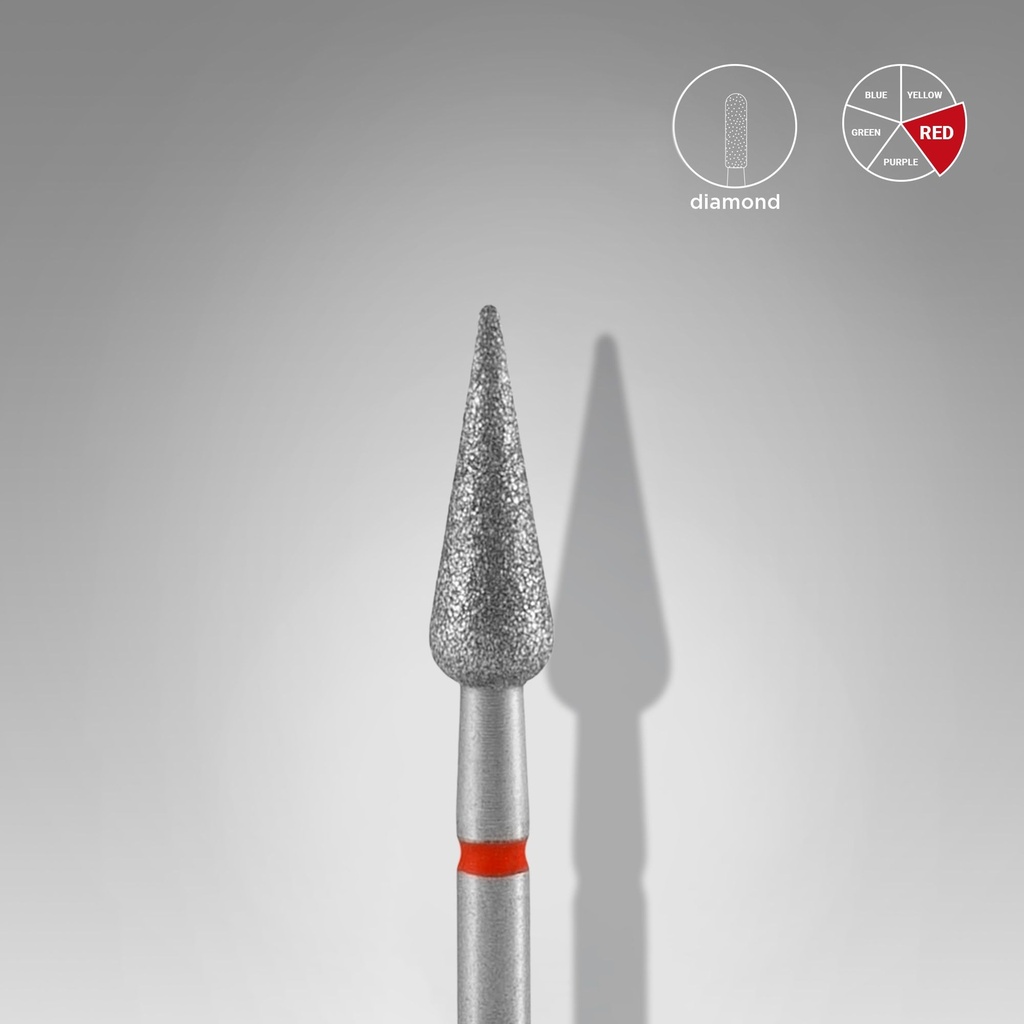 DIAMOND NAIL DRILL BIT POINTED PEA RED EXPERT HEA (FA100R040/12)