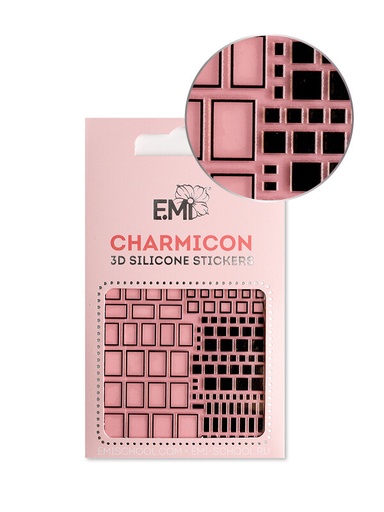 [CSS242] Charmicon 3D Silicone Stickers #160 Squares Black