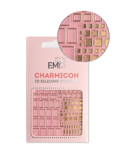 [CSS240] Charmicon 3D Silicone Stickers #158 Squares Gold