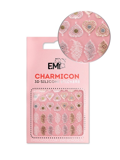 [CSS189] Charmicon 3D Silicone Stickers #107 Feathers and Hearts