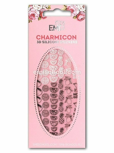 [CSS128] Charmicon 3D Silicone Stickers #46 Tropical Fruits Black/White