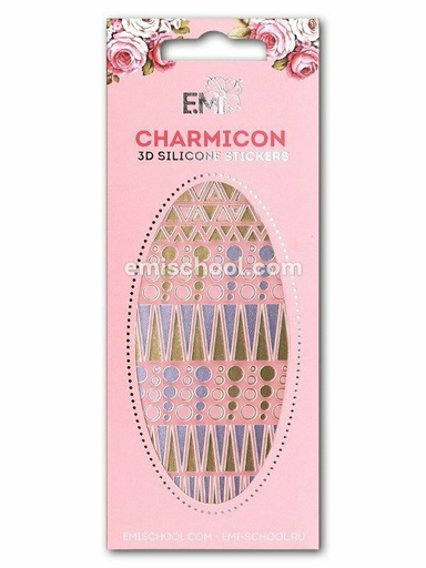 [CSS119] Charmicon 3D Silicone Stickers #37 Geometry Gold/Silver
