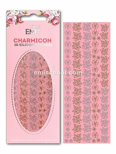 [CSS118] Charmicon 3D Silicone Stickers Flowers MIX #1 Gold/Silver