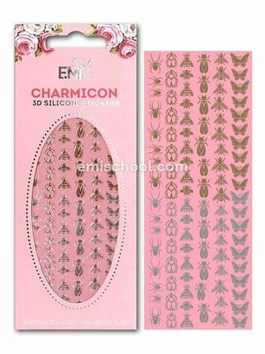 [CSS117] Charmicon 3D Silicone Stickers Insects #2 Gold/Silver