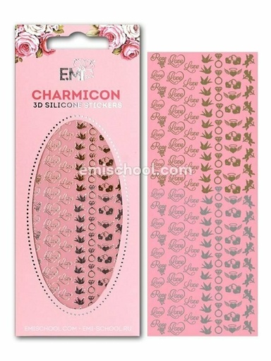 [CSS114] Charmicon 3D Silicone Stickers Love MIX Gold/Silver