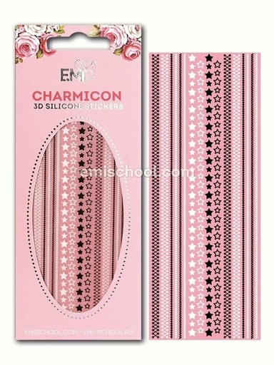 [CSS111] Charmicon 3D Silicone Stickers Stars MIX #2 Black/White