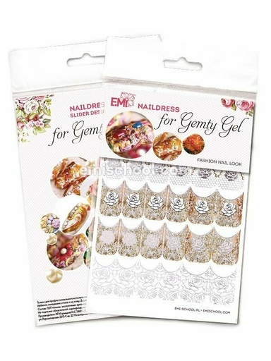 [NDS020] Naildress Slider Design for Gemty Gel Wedding Rose
