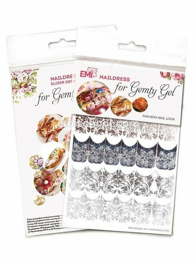 [NDS018] Naildress Slider Design for Gemty Gel English Silver