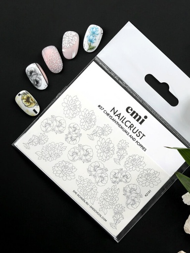 [NCPS105] NAILCRUST Pattern Slider #57 Chrysanthemums and poppies