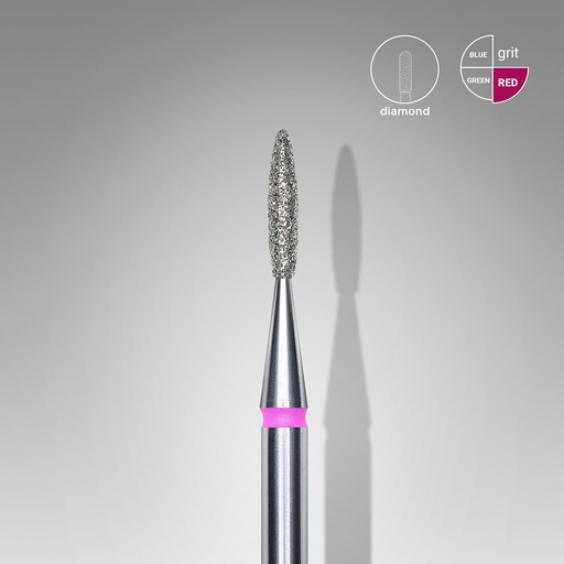 Fresa de diamante para cuticula, "Flame", roja, diámetro de la cabeza 1,6 mm / pieza de trabajo 8 mm(FA11R016/8)