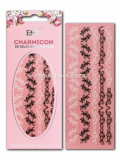[CSS067] Charmicon 3D Silicone Stickers Swirl #3 Black/White