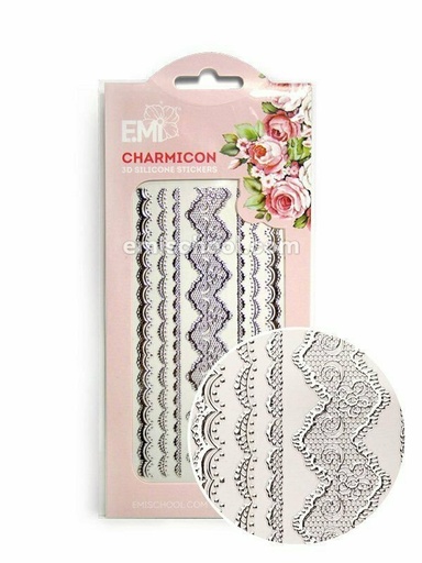 [CSS002] Charmicon 3D Silicone Stickers Lace Silver