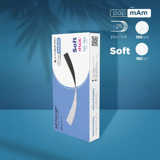 Limas Desechables Doble Cara Papmam Mix Para Base De Madera EXPERT (25 Pzas.)Soft Foam Layer  (DFCEMIX-20-100/180)