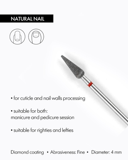 [RCSDCRF-4] Rounded Cone-shaped Diamond Coated Rotary File, 4 mm, Fine abrasiveness